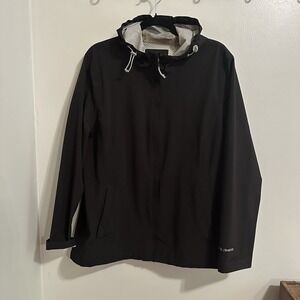 Free Country Jacket Womens XL Black Hood‎ Pockets Zip Up Lightweight Windbreaker